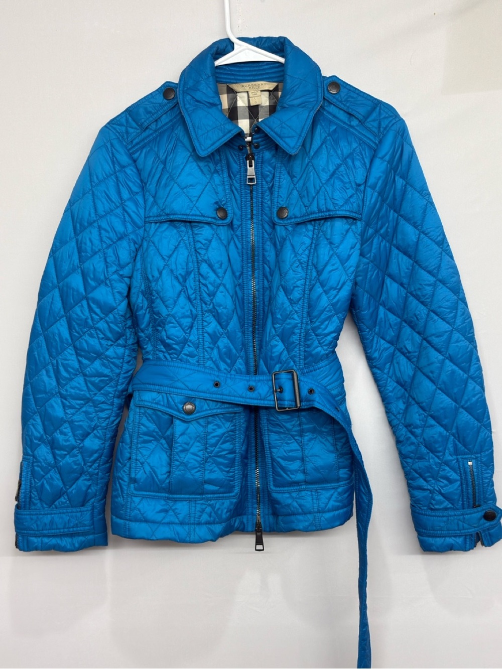 Burberry Brit Ivymoore Blue Quilted Nova Check Jacket Girls Large Woman’s Small